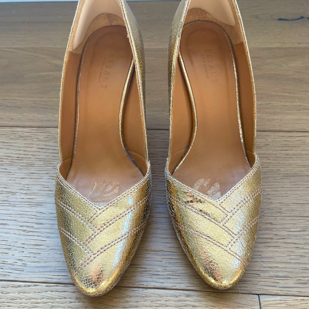 Sezane gold heels size 36